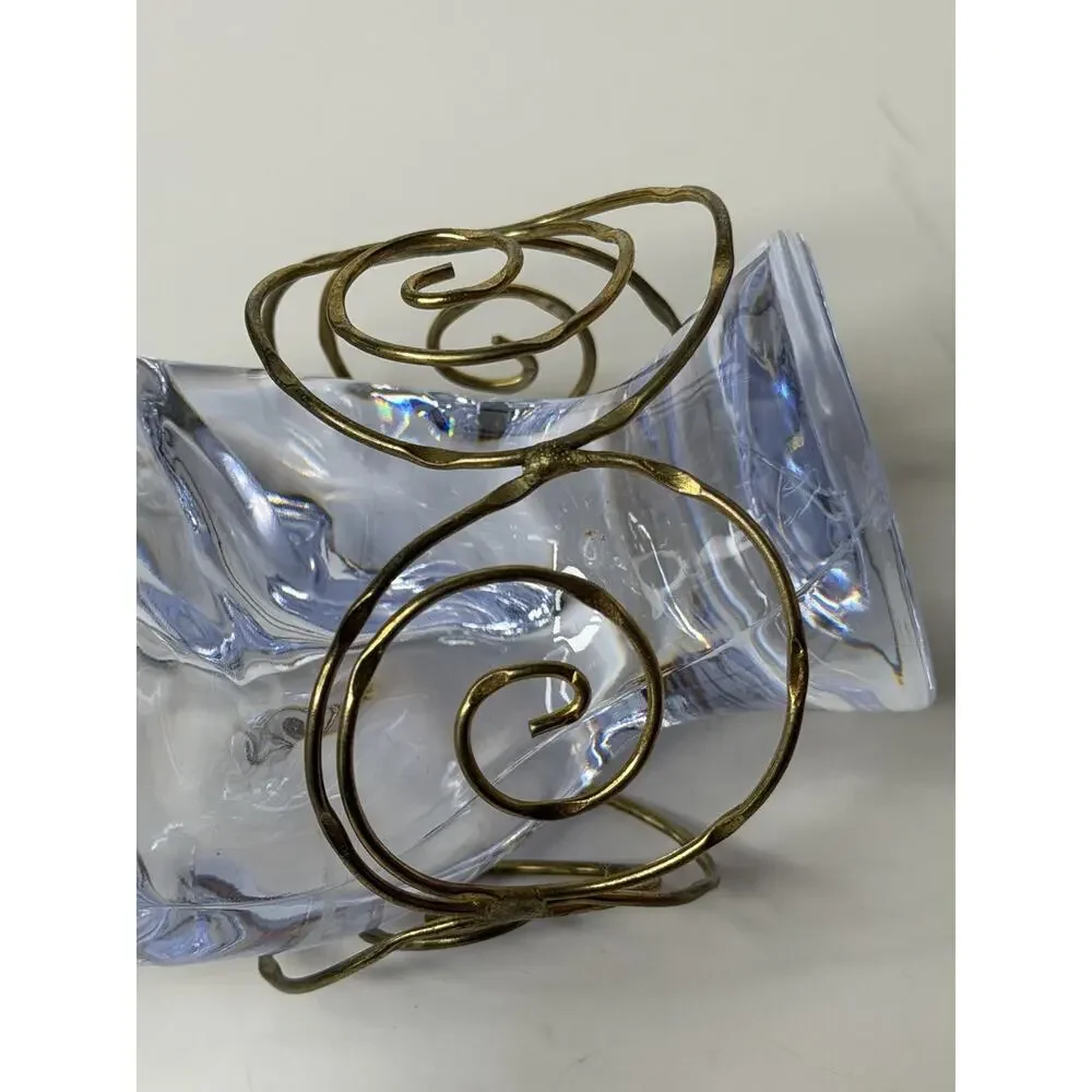 Handcrafted Brass Cuff Bracelet Artisan Abstract Wire Wrapped Scroll Minimalist